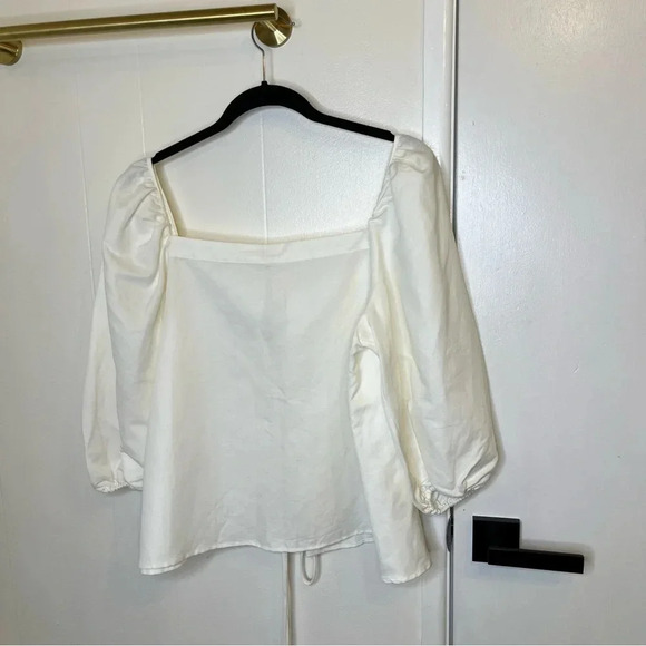 Cult Gaia Aurel white cotton linen tie front top size Medium - Picture 4 of 8